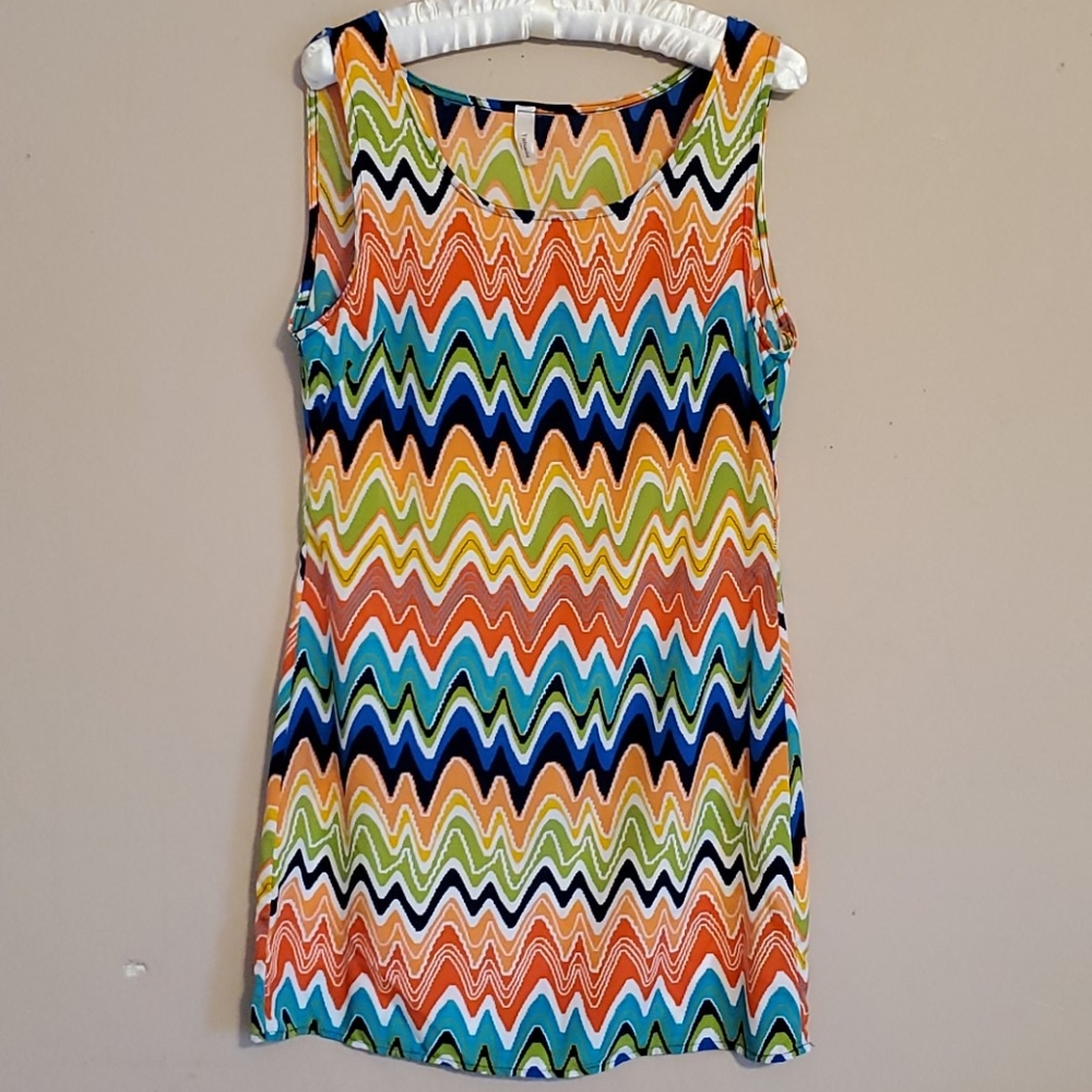 Yahada multicolored print tank dress size medium